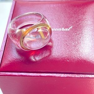 Baccarat crystal ring with gold inlay. Size 6 with box